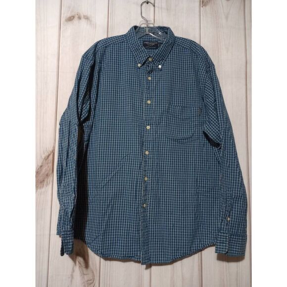 American Eagle Shirt Men's Extra Large Blue Button Front Long Sleeve Front Pocke - Picture 1 of 10